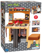 Bucatarie cu pizza, Pizzeria Ecoiffier reglabila cu doua fete, scaunel si 33 accesorii, 1693